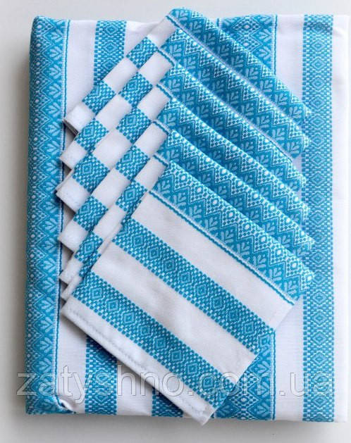Вишита скатертина та серветки блакитні Киев - изображение 1