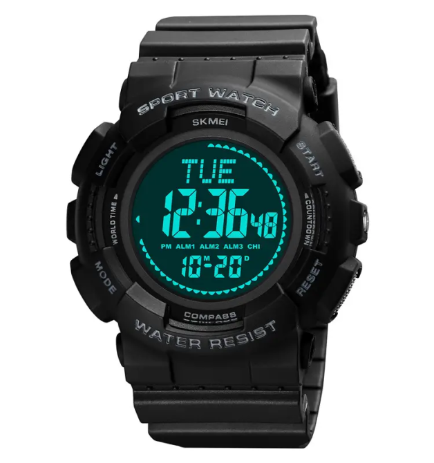 Часы мужские спортивные Skmei 2077 с компасом (Черные) Винница - изображение 3