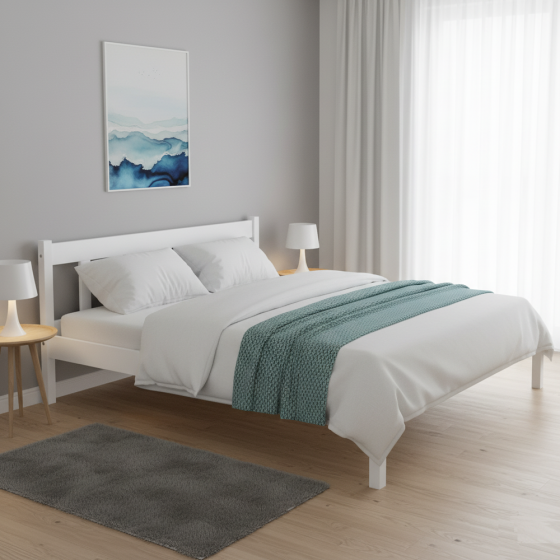 Односпальне дерев'яне ліжко Mebigrand MG02 Білий RAL 9003 160х200 см (MBG-21881) Дніпро