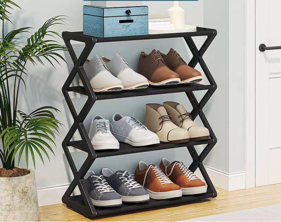 Модульна поличка для взуття, чорний органайзер на 4 полички для прихожої 42х18.5х49.5 см Кам'янець-Подільський