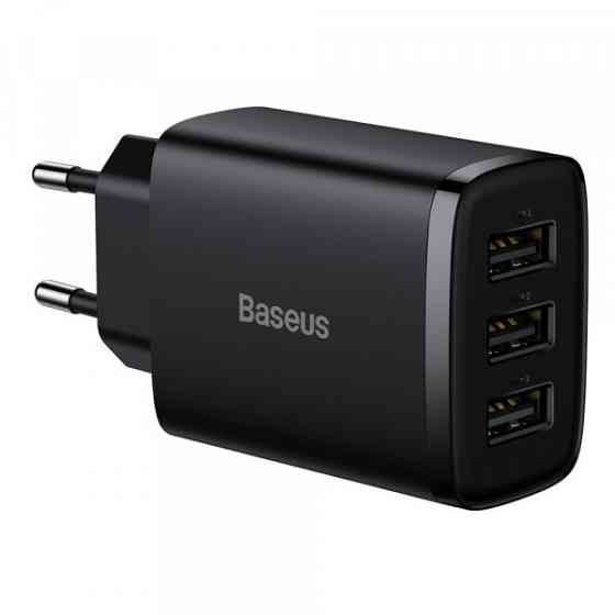 Зарядний пристрій 3xUSB 17W (USB-A) чорний Baseus (CCXJ020101) Київ