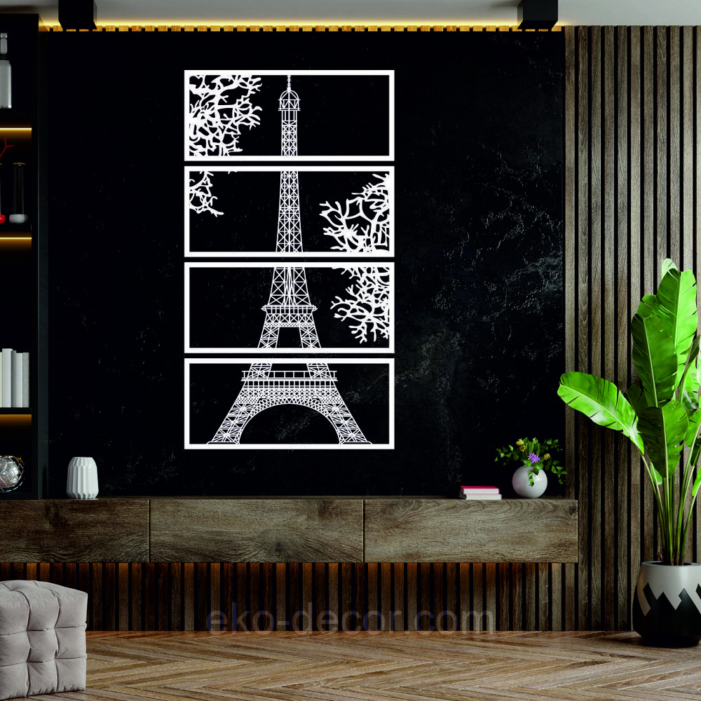 Панно  «Ейфелева вежа» Декор на стіну 90*162 см, Білий Київ - фото 2