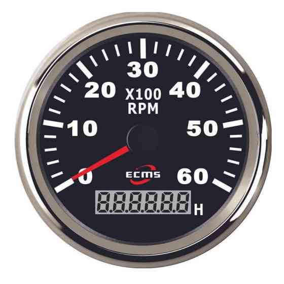 Тахометр со счетчиком моточасов ECMS CMH3-BS-3K 85 мм (Черный) 0–3000 RPM Киев