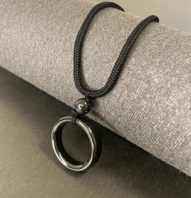 Чоловіче намисто з підвіскою у формі каблучки з чорного агату 🖤 Київ - фото 5