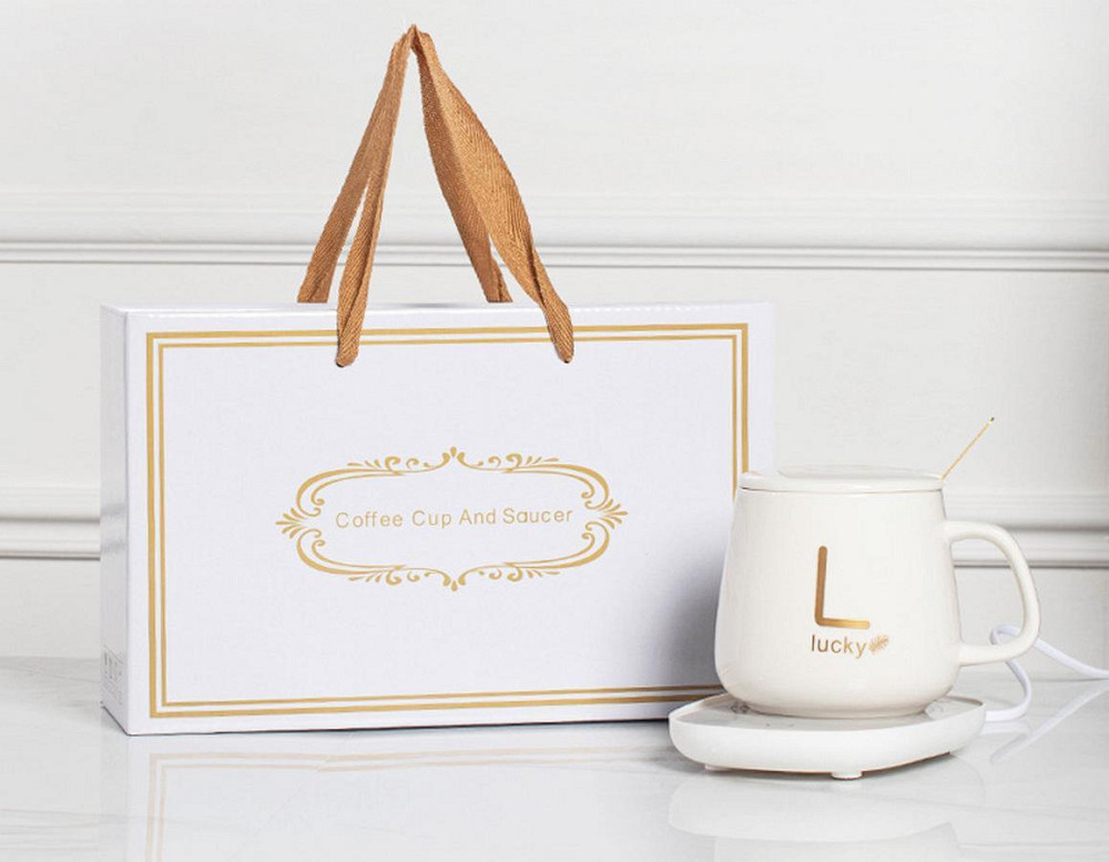 Чашка керамічна на підставці з підігрівом у подарунковій упаковці, в комплекті ложка та кабель, Біла Одеса - фото 7