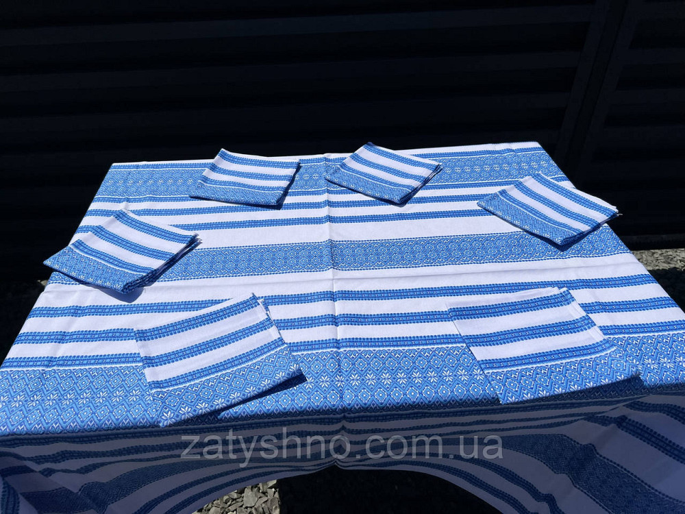 Синій скатертини на подарунок з серветками Київ - фото 5