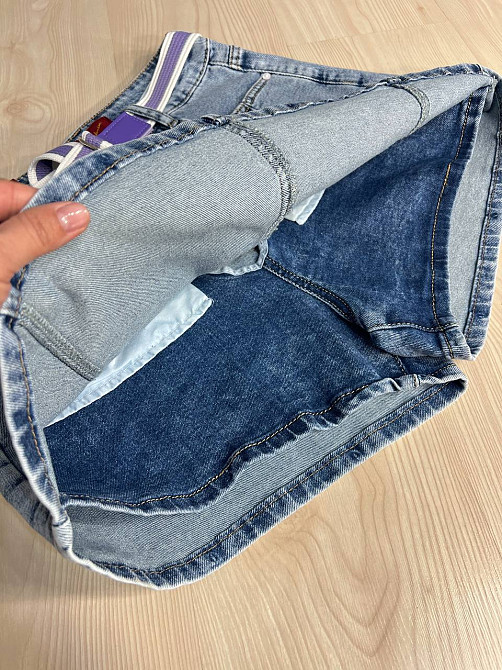 Шорти спідниця жіночі джинсові Vanver 8097 з поясом короткі блакитні, блакитний, 29, 29, 81 см, 112 см Київ - фото 10