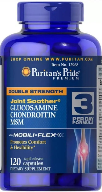 Хондропротектор Puritan's Pride Double Strength Glucosamine, Chondroitin & MSM Joint Soother 120 капс Киев - изображение 1