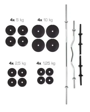 Штанга набірна + W-подібний гриф + Гантелі 91 кг Гантелі, гирі, штанги та диски ударостійкий пластик Київ