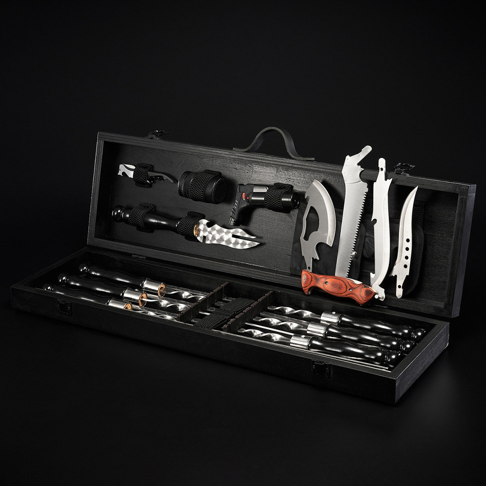 Шампури подарункові набір бокс для пікніка гриля та барбекю Оригінальні Віп подарунки на день народження татові, хлопцю, Тернопіль - фото 4