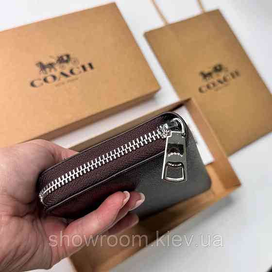 Мужской брендовый кошелек на молнии Coach (1380) brown Киев