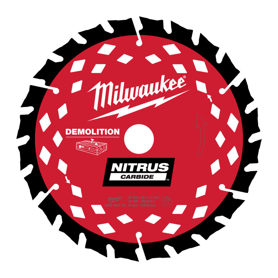 Диск пильний по дереву з цвяхами Nitrus MILWAUKEE, діаметр 165х20х1, 6мм, 24 зуб. Одеса - фото 1