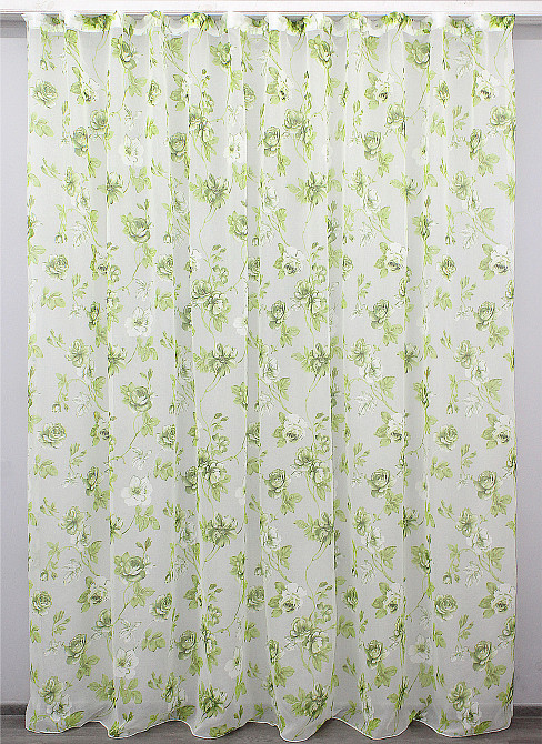 Тюль VR-Textil 1264т Flora Батист Белый с салатовым 400х270 см (42-1105) Киев - изображение 4