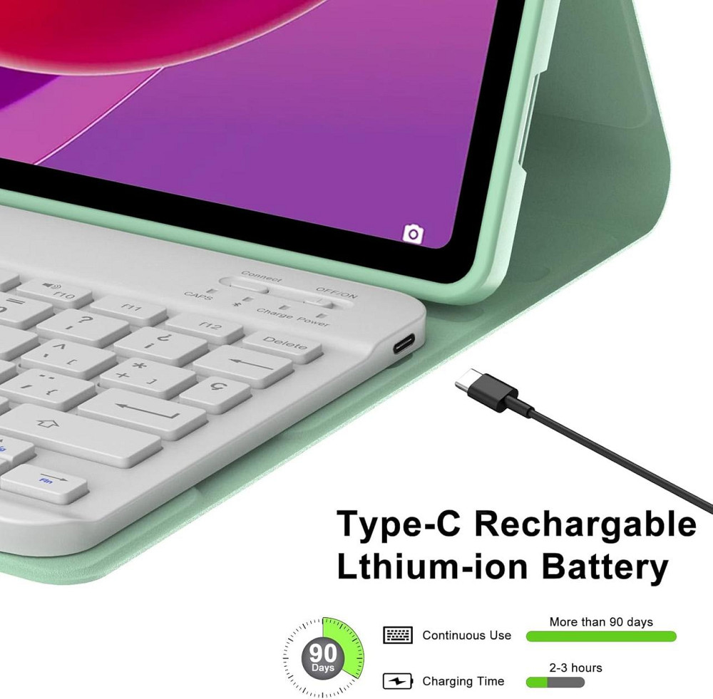 Чохол з Bluetooth клавіатурою для Lenovo Tab M11 2024 11" TB330FU, TB330XU, світло-зелений з тримачем для стилуса QWERTY Київ - фото 7