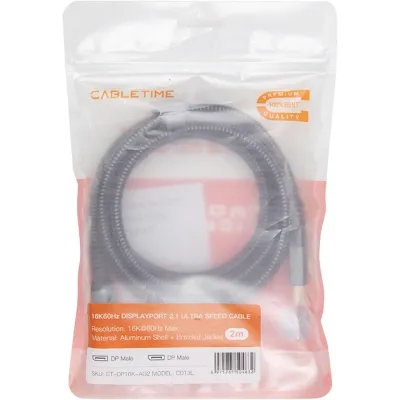 Кабель мультимедийный DisplayPort to DisplayPort 2.0m V2.1 Cabletime (CA914241) Винница - изображение 4