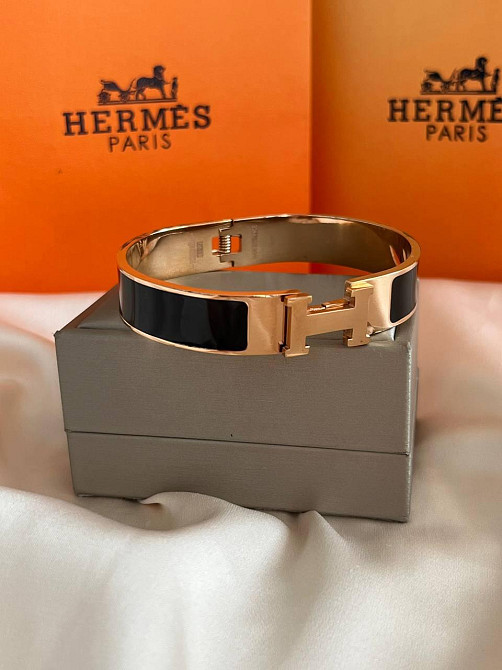 Браслет Hermes жёсткий | черная эмаль | напыление золото  |  напыление серебро 925 Одесса - изображение 8
