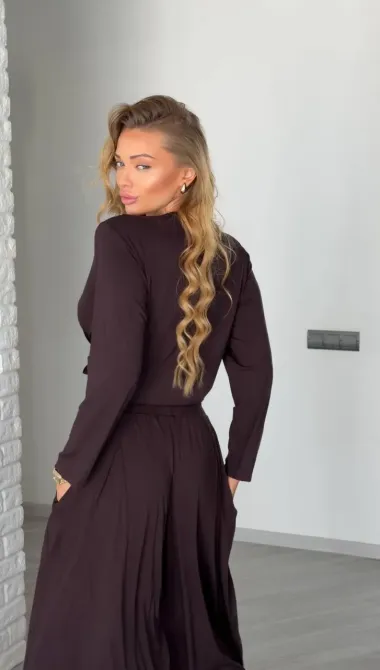 Женский костюм из вискозы оверсайз — базовый комплект (длинный + брюки) Одесса - изображение 9