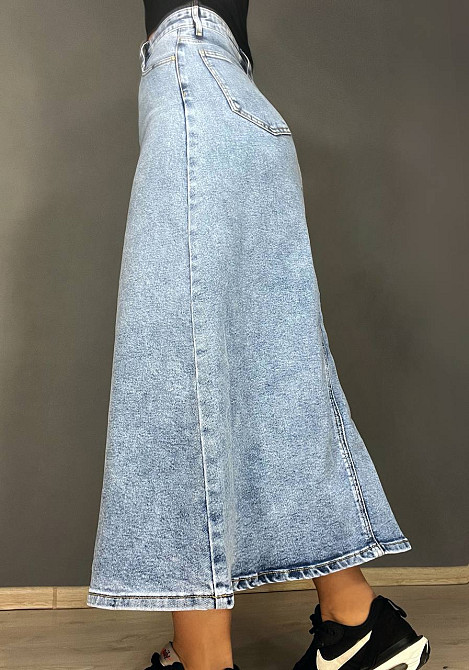 Спідниця жіноча джинсова Moss 501 довга трапеція з клином блакитна, блакитний, 28, 28, 78 см, 105 см Київ - фото 11