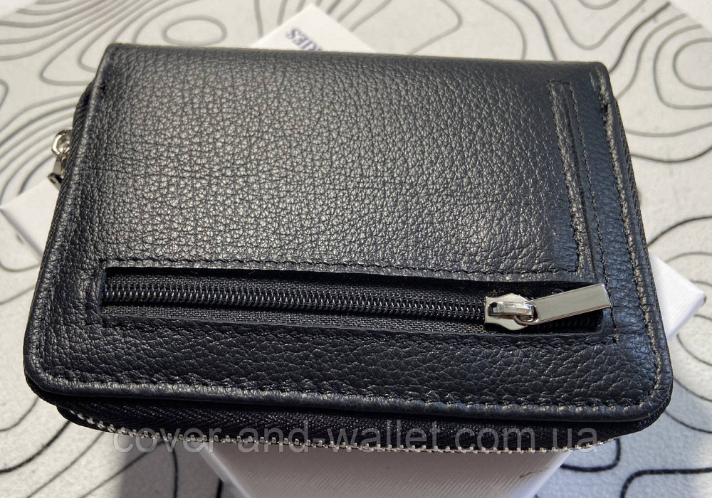 Женский кожаный кошелек черного цвета на магнитах и молнии среднего размера ST 360 Киев - изображение 3