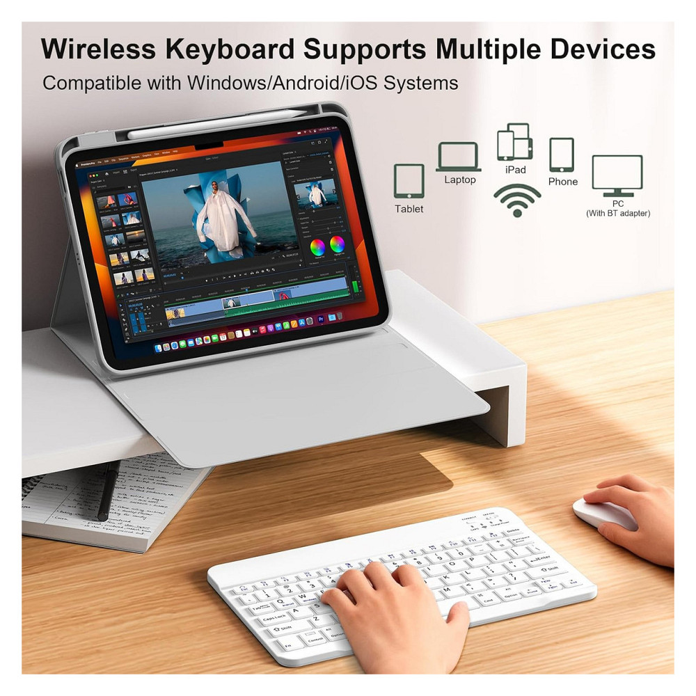 Клавіатурний чохол для iPad Air 11" сумісний з M4/M3/M2/M1 сірий QWERTY знімна Bluetooth-клавіатура тримач для Apple Pencil Київ - фото 8