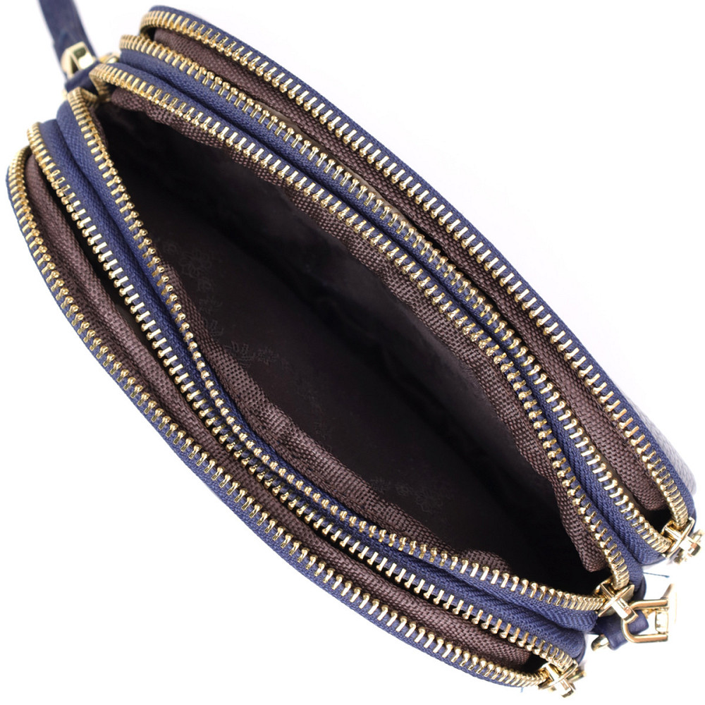 Зручна шкіряна сумка на три відділення для жінок Vintage 22892 Синій Київ - фото 7