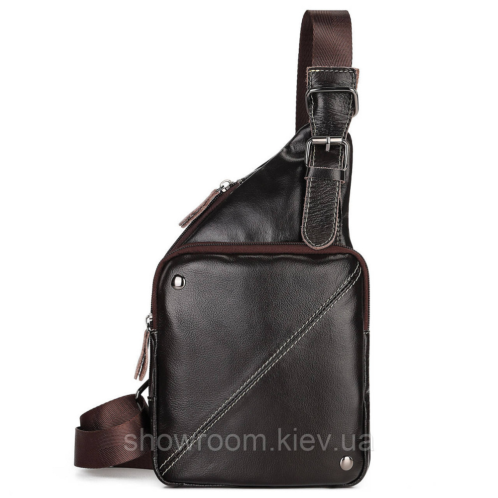 Чоловічі сумки на груди (слінг) Leather Collection (5032) коричнева Київ - фото 1