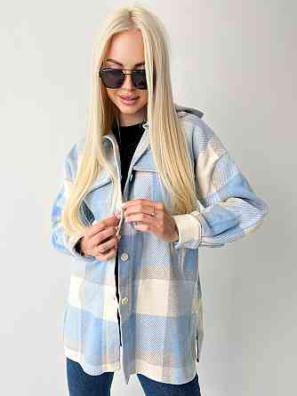 Сорочка-куртка з капюшоном "Ultra" оптом | Норма | Розпродаж моделі 46-48, Блакитний Київ