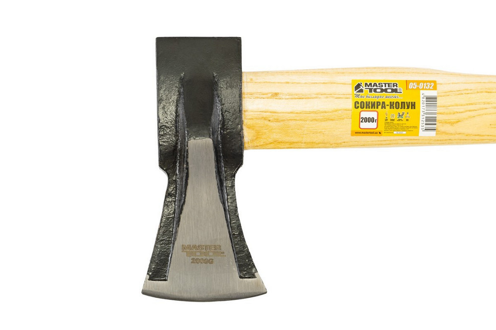 Топор-колун MASTERTOOL 2000 г HRC 50 ручка из дерева с полимерной защитой 900 мм 05-0132 Ровно - изображение 3