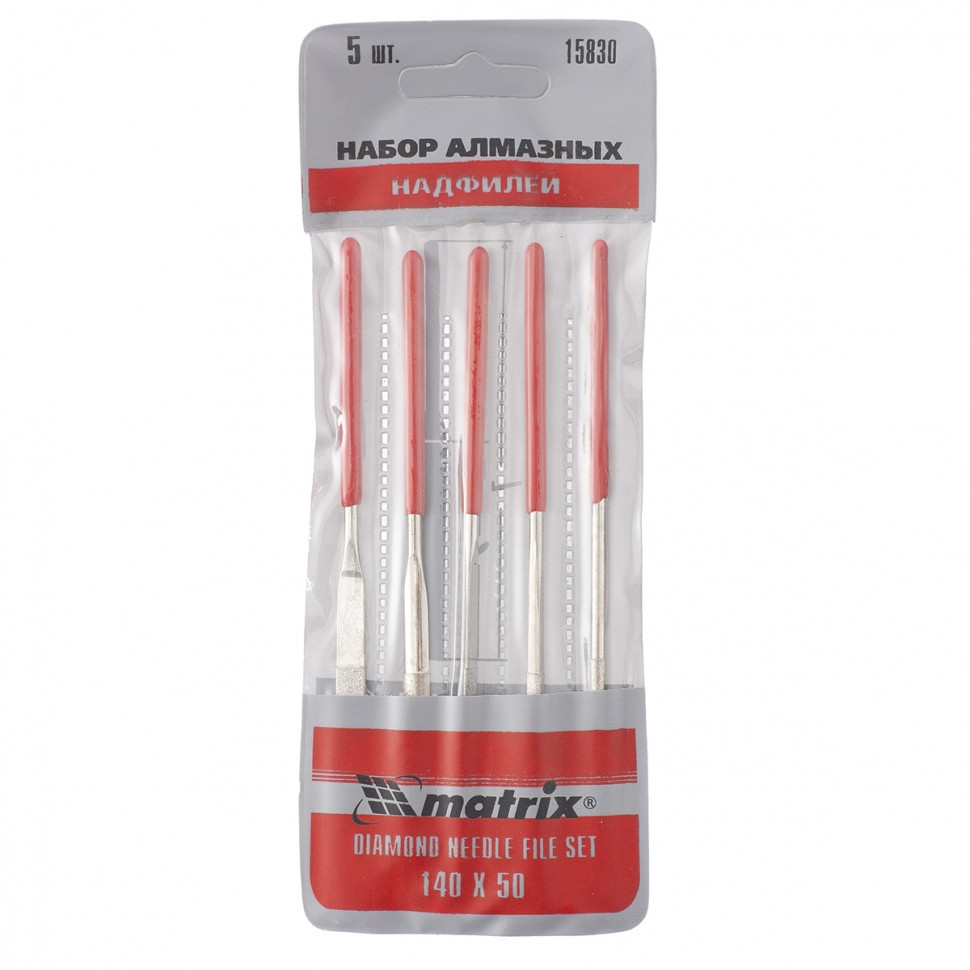 Набор надфилей алмазных, 140 х 50 х 3 мм, 5 шт. MATRIX 15830 Коломыя - изображение 2