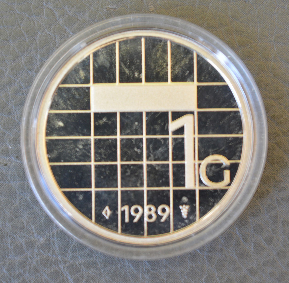 Монета 1 гульден. 1989 рік, Нідерланди. (капсула) ПРУФ Полтава - фото 1