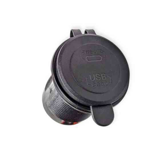 Гніздо врізне 1 USB , Type C 3A швидка зарядка QC 3,0 12-24В, кришка, підсвічування синє, з провом Мукачево