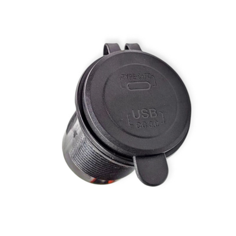 Гнездо врезное 1 USB , Type C 3A быстрая зарядка QC 3,0 12-24В, крышка, подсветка синяя, с провом Мукачево - изображение 1