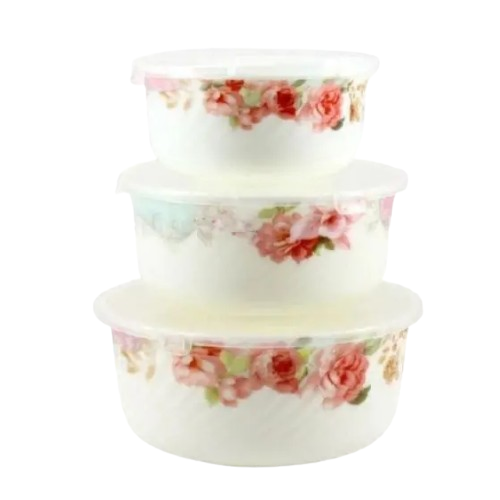 Набір салатників 3шт Троянда (d14/16/19см) з кришкою склокераміка 6801/ S Interos Житомир - изображение 1