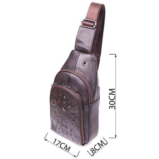 Сумка слинг мужская из натуральной фактурной кожи 21401 Vintage Коричневый Киев