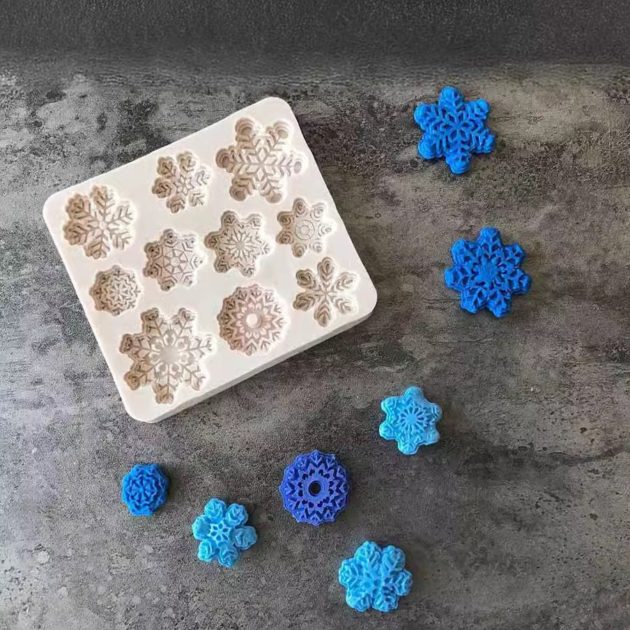 Молд силиконовый Снежинки 78 на 88 мм бежевый Киев - изображение 5