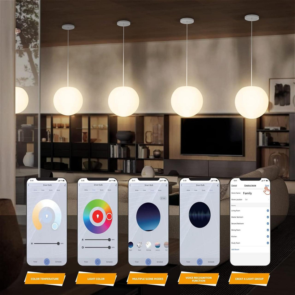 LED Светодиодная Люстра подвесной светильник FUYO регулируемая яркост RGB смена цветов управление пультом WiFi Киев - изображение 4