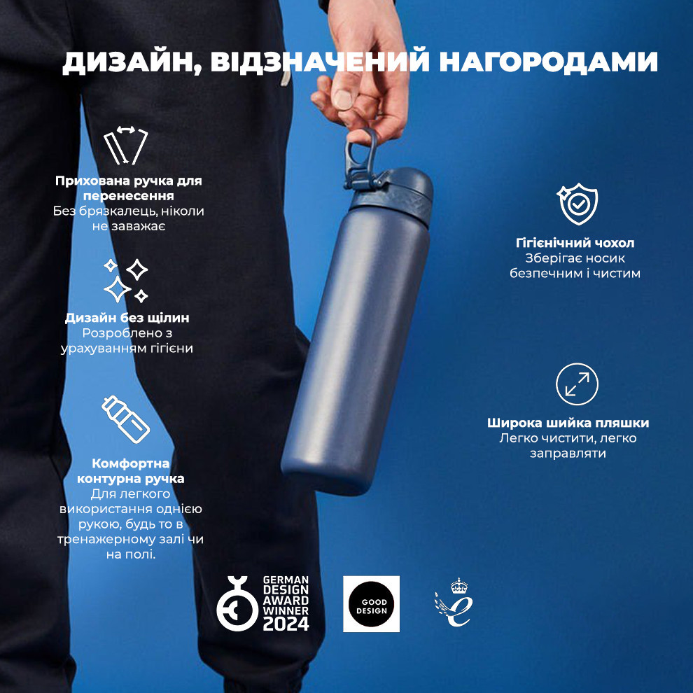 Пляшка для води металева вакуумна ION8 920 мл. Vacuum Insulated, Ash Navy Кам'янське - фото 8