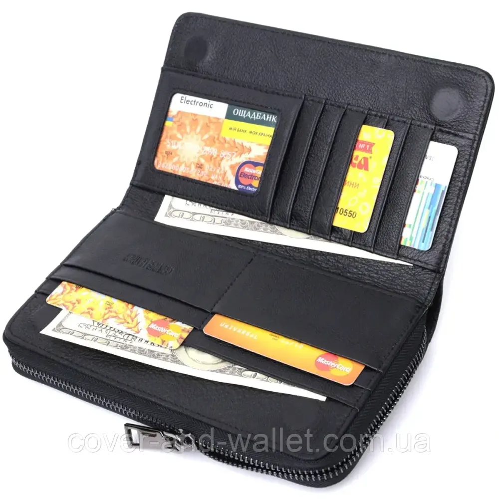 Чоловічий шкіряний клатч на блискавці та магнітах з блоком для карток ST 275 Київ - фото 5