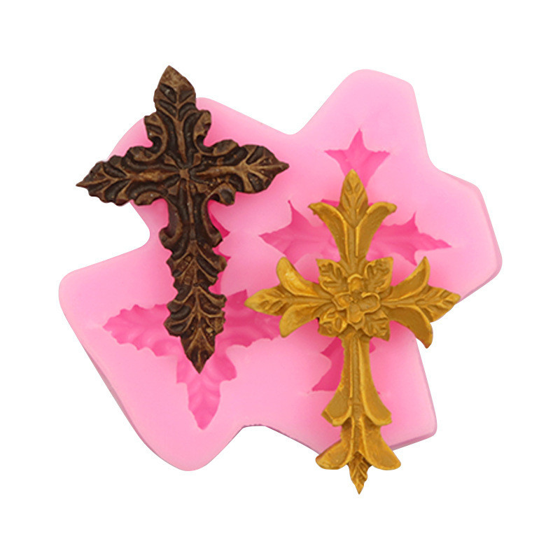 Молд силиконовый Кресты 70 на 68 мм розовый Киев - изображение 3