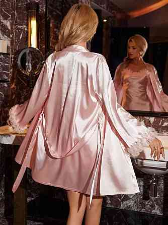 Женский стильный романтичный домашний комплект из сатина Пудра, 44/46 Одесса