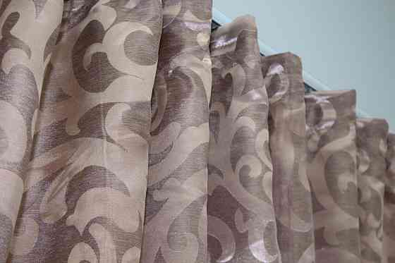 Кухонные шторы VR-Textil № 073к с ламбрекеном и подхватами розовый с пудровым 290х170 см (52-0472) Киев