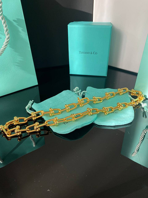 Tiffany Тиффани колье подвеска крупная цепь позолота / упакована в мешочек Tiffany Одесса - изображение 1