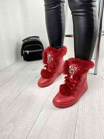 Violeta Черевики жіночі Violeta червоні еко-шкіра зима висота 15.5см розмір 36 (1135) Коломия