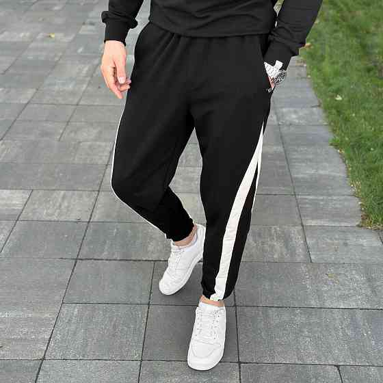 Чоловічі чорні джогери з кишенями Pobedov Shade двоколірні Київ