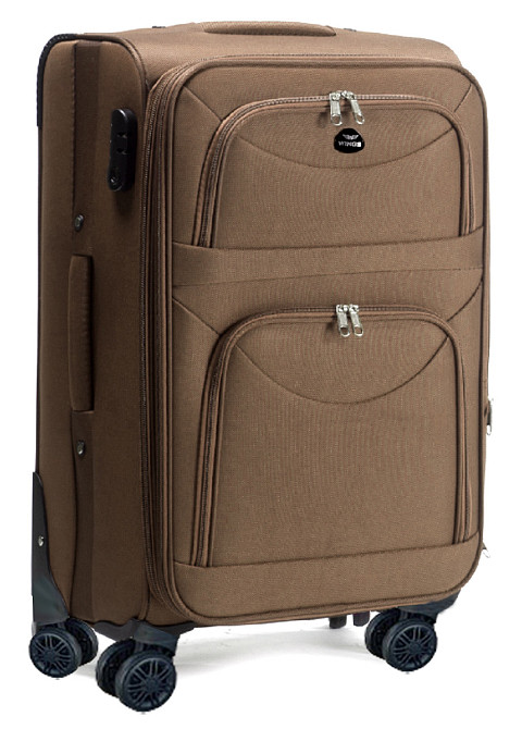 Чемодан WINGS 6802 средний на 4-х колесах тканевый 66 см коричневый Киев - изображение 1
