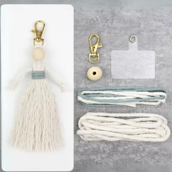 Набор макраме для вязания и рукоделия брелока на сумку,для ключей и аксессуаров 