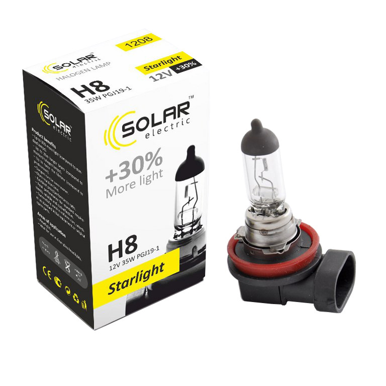 Галогенова лампа Solar H8 12V 35W PGJ19-1 Starlight +30% Львів - фото 1