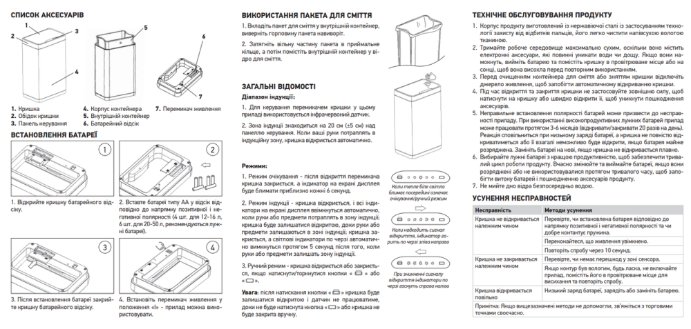 Відро для сміття сенсорне прямокутне Koer TC-020312-07 12 л колір графіт (KR5587) Київ - фото 7