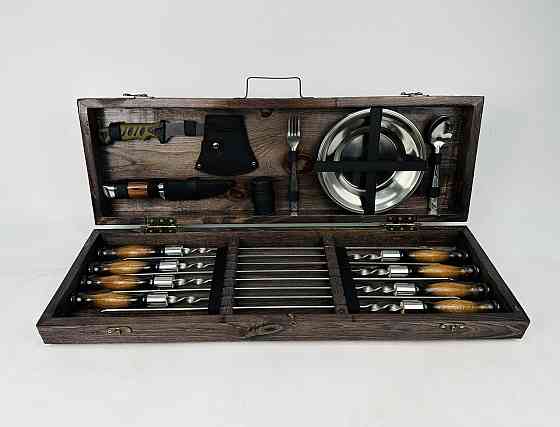 Подарунковий набір шампурів у дерев'яному кейсі М'ЯСНИК HAPPY DAYS Тернопіль