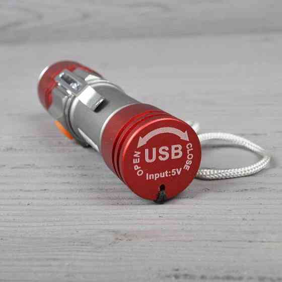 Ручний мініліхтар Bailong BL-517-XPE USB (Сріблясто-червоний) Вінниця